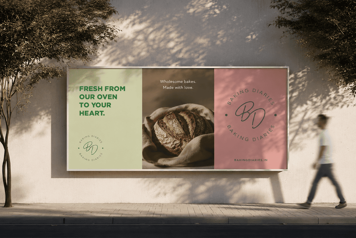 Baking Diaries billboard reading Fresh from our oven to your heart