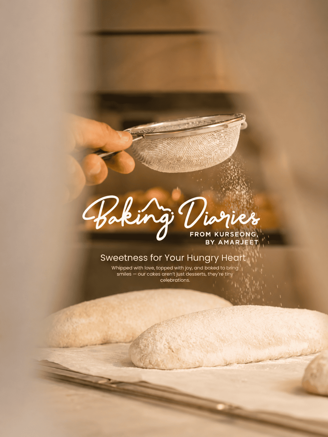 Baking Diaries brand messaging over freshly shaped dough
