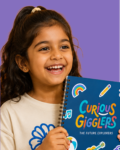Curious Gigglers diary mockup