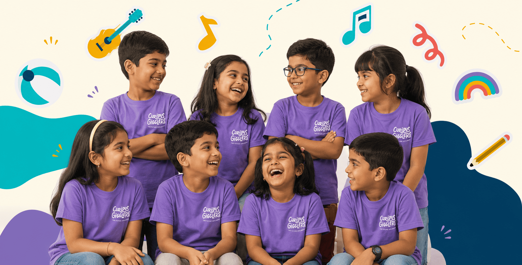 Curious Gigglers brand merchandise — group of children