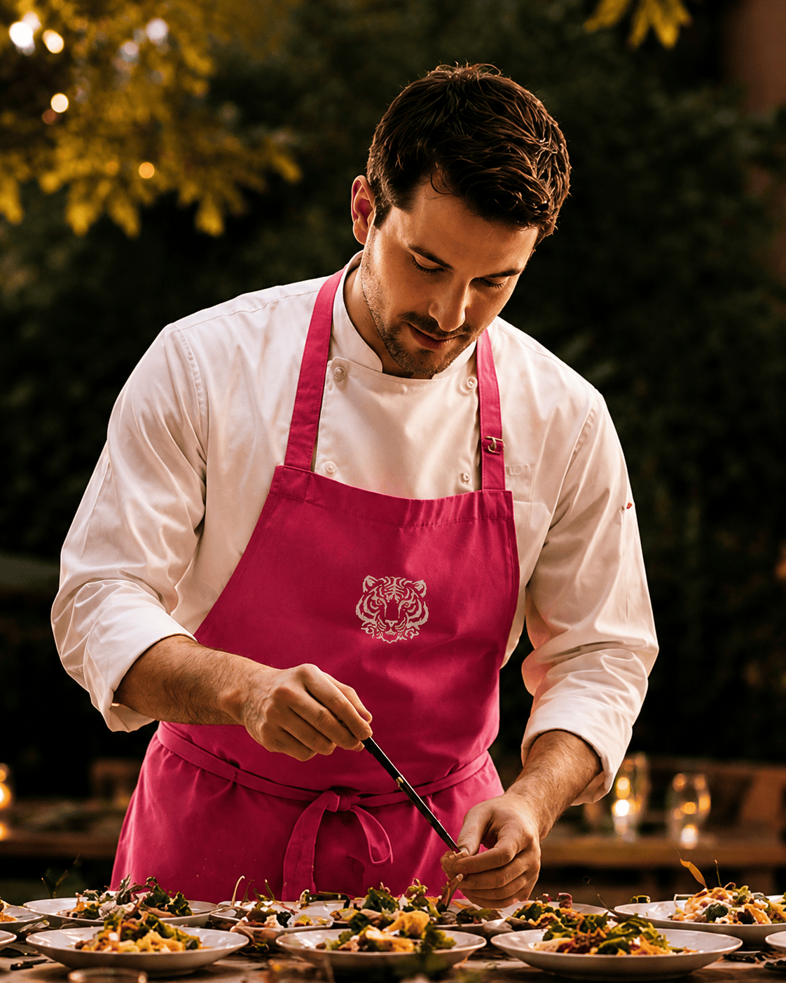 Pink Tiger catering chef plating food