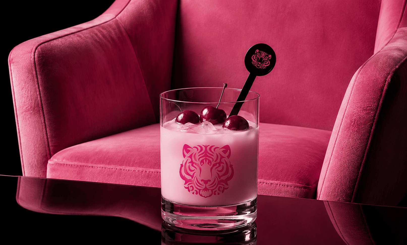 Pink Tiger cocktail glass mockup