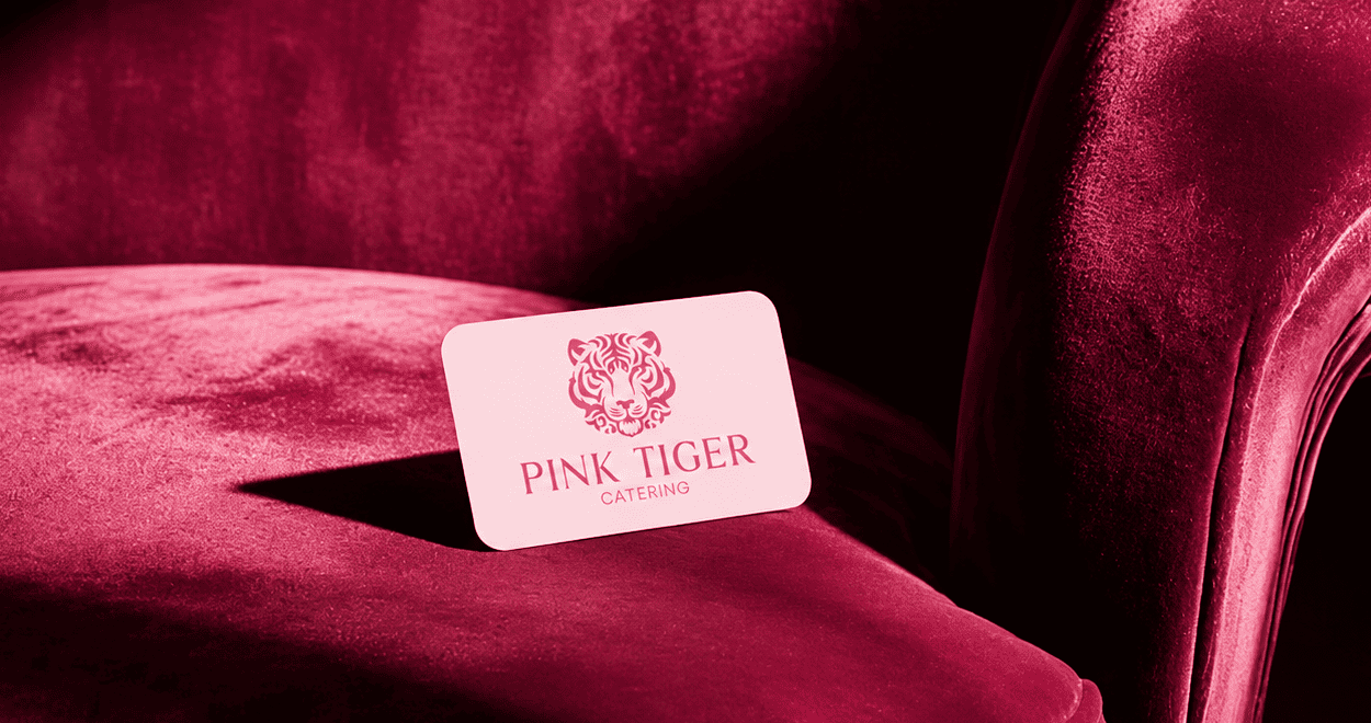 Pink Tiger visiting card on velvet chair