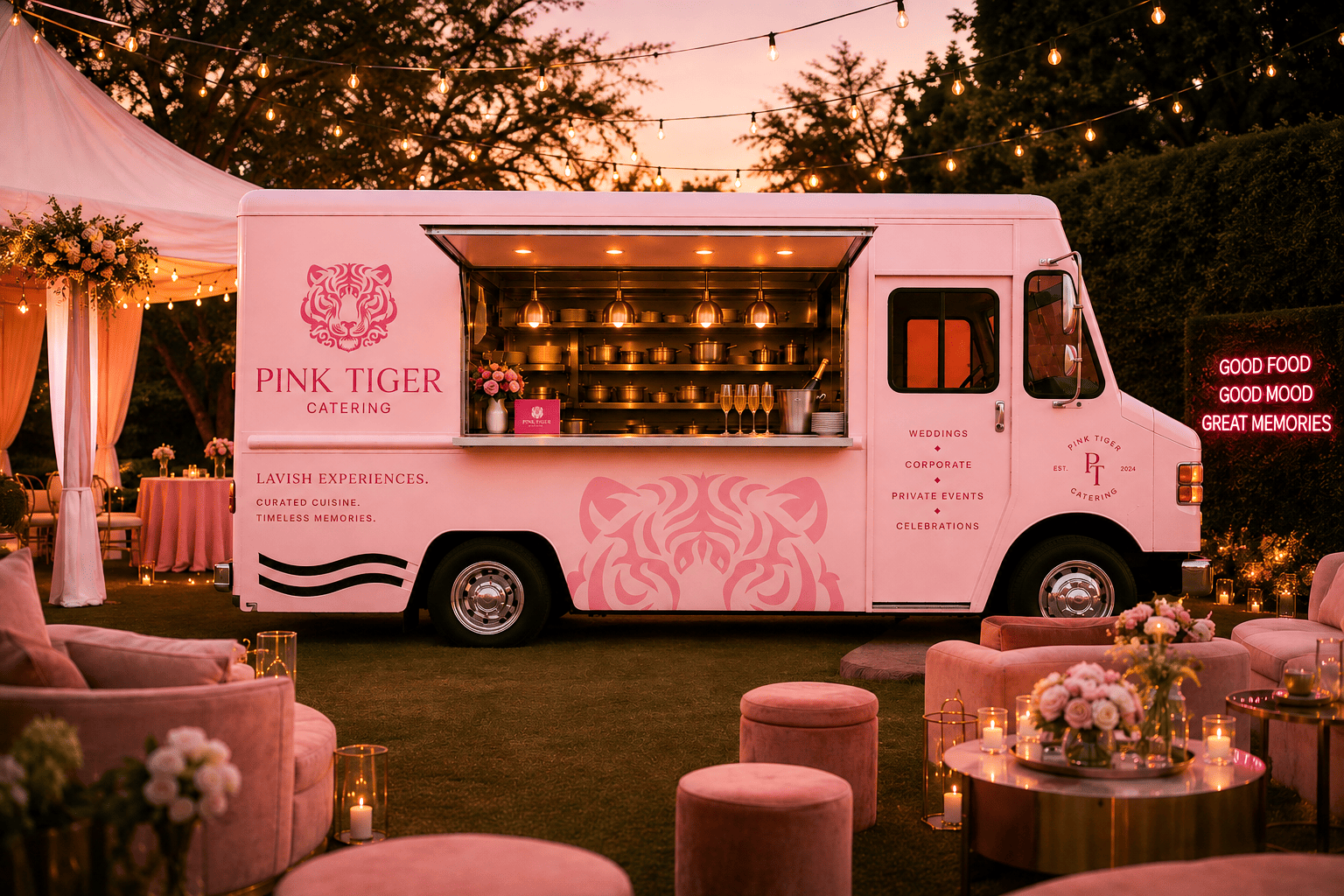 Pink Tiger premium catering brand identity