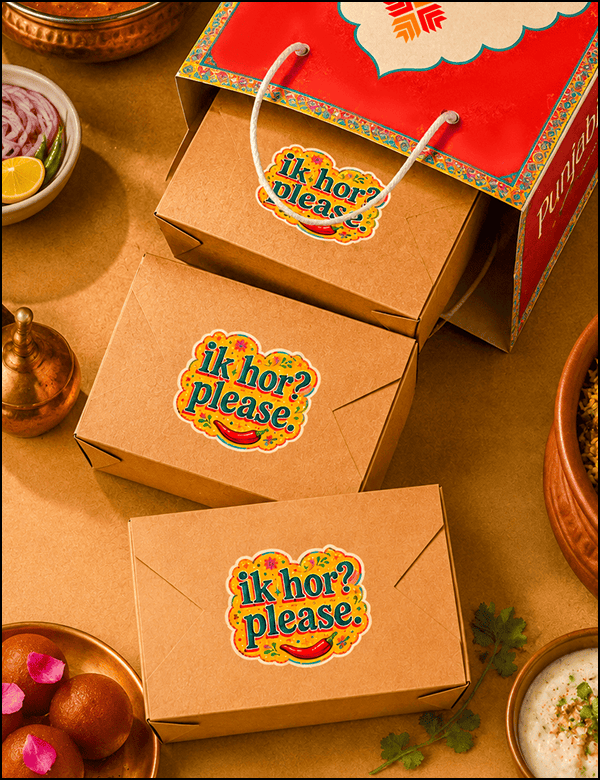 Restaurant brand identity system including logo, colours, typography, and graphics