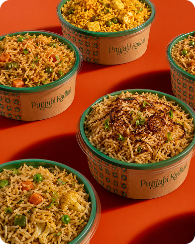 Food photography showcasing Punjabi cuisine for the Punjabi Kadhai brand