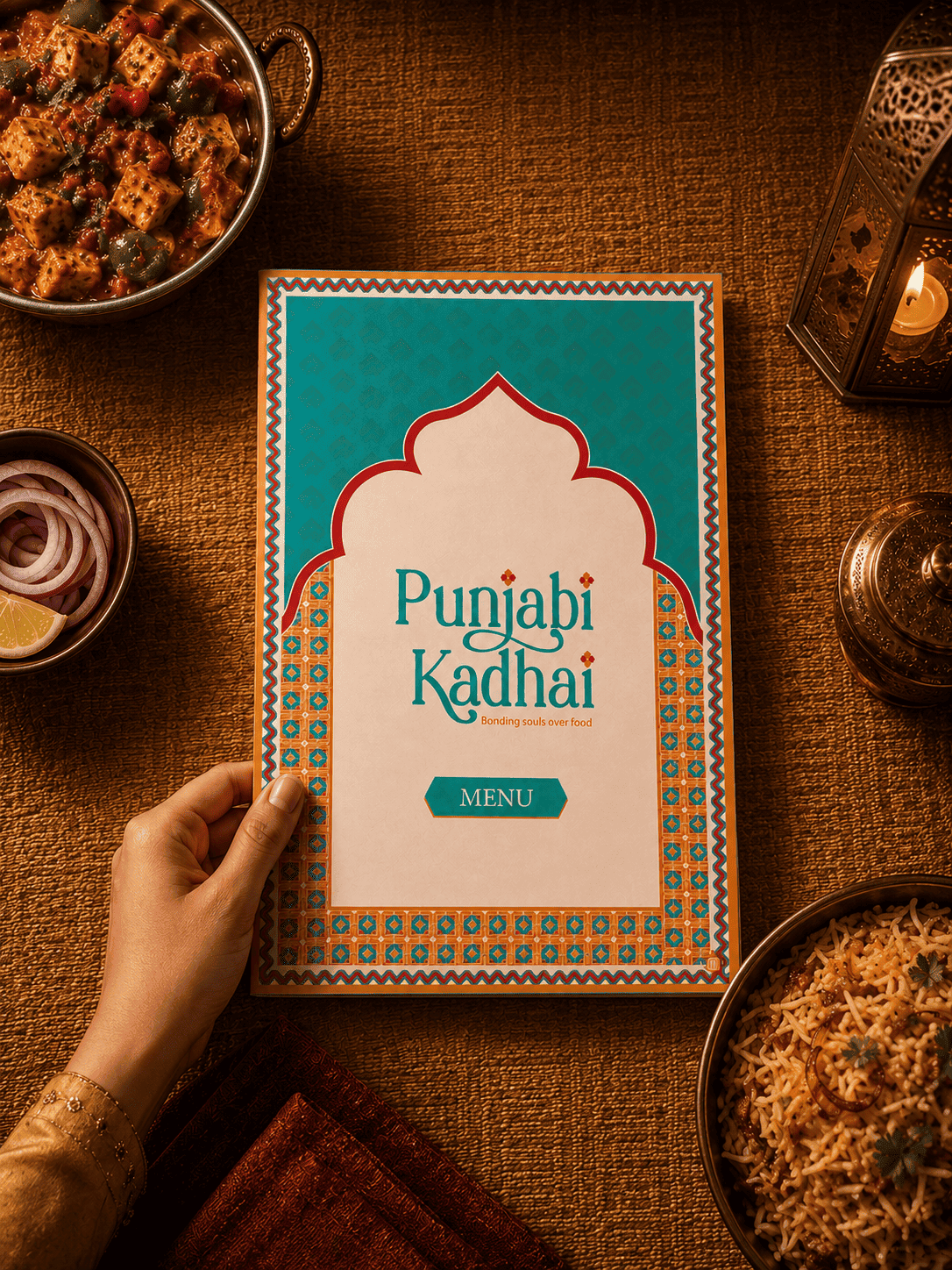 Punjabi Kadhai restaurant signage and storefront branding